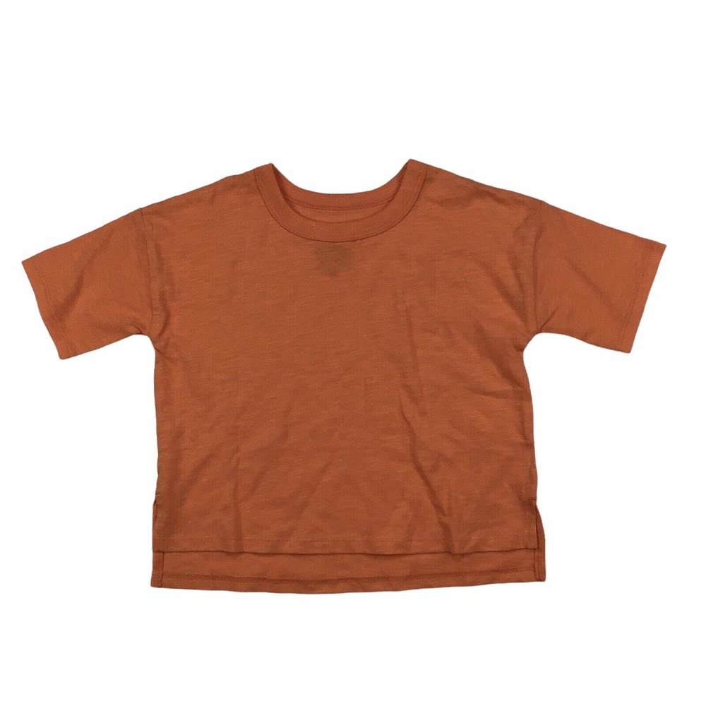 Open Edit Toddler Boy's T-Shirt Orange Size 3 Organic Cotton Short Sleeve Crew